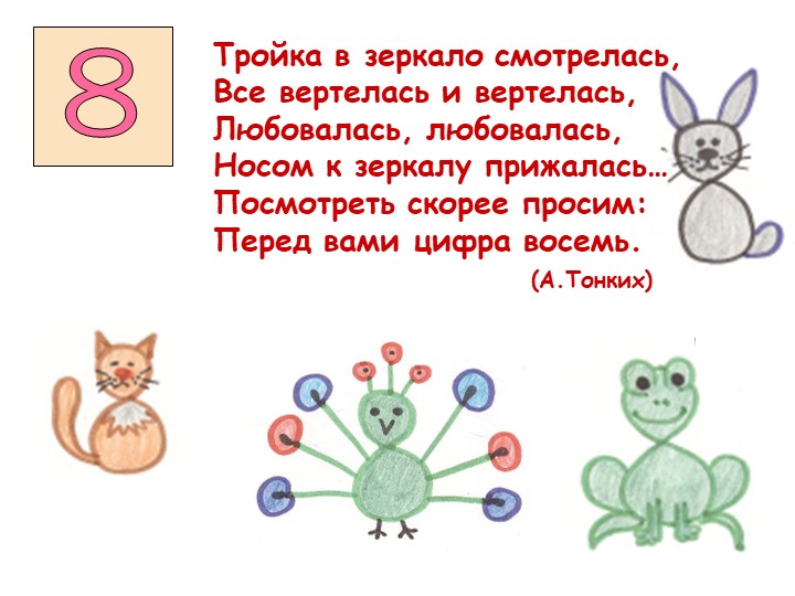 Презентация дидактического пособия на тему "Веселое превращение цифр" в процессе изобразительной деятельности