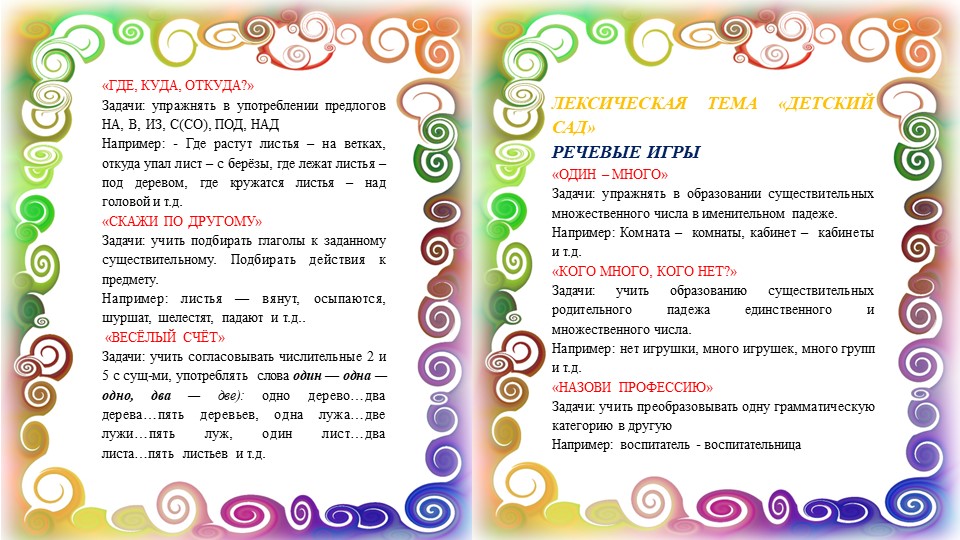 Картотека игр по лексическим темам