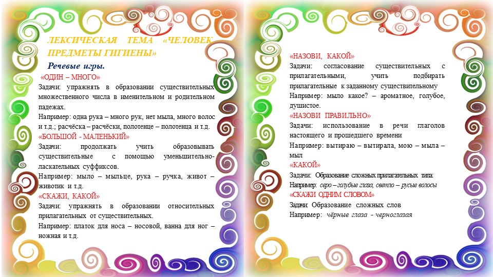 Картотека игр по лексическим темам