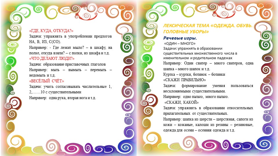 Картотека игр по лексическим темам