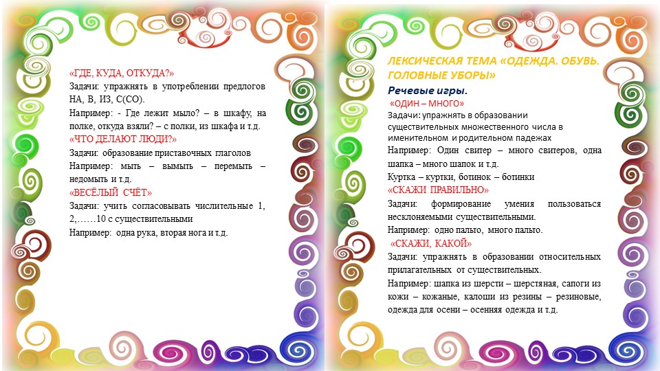 Картотека игр по лексическим темам