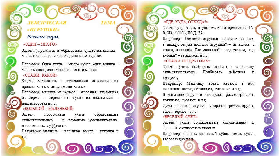 Картотека игр по лексическим темам
