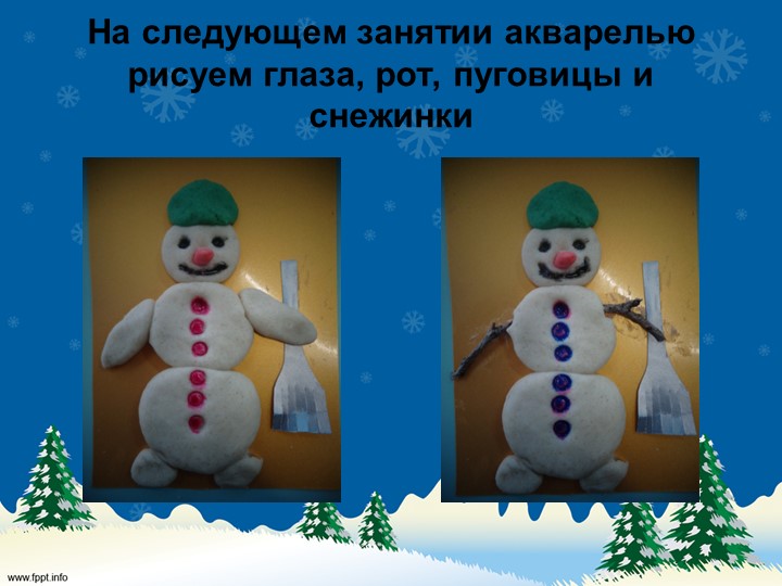 Презентация по тестопластике в средней группе :"Трудолюбивый снеговик"