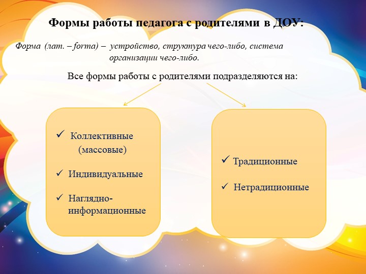 Презентация на тему "Характеристика наглядно-информационных форм работы с родителями."
