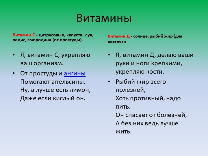 Презентация по ФЦКМ "Витамины"