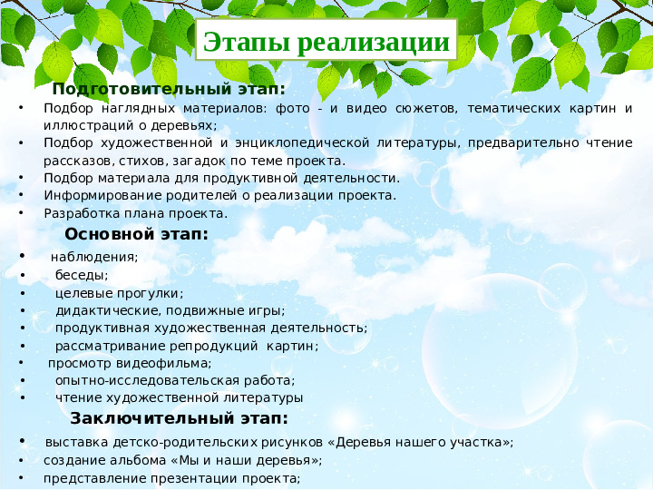 Презентация проекта Деревья нашего участка" ( вторая младшая группа)