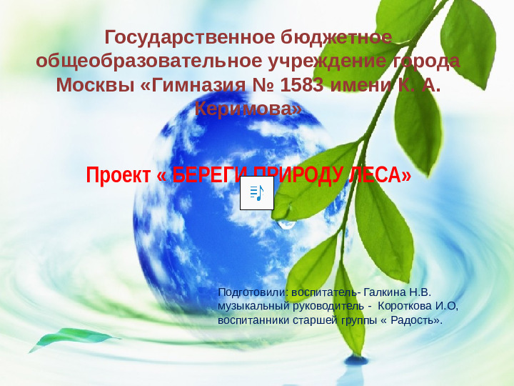 Проект " Береги природу леса"