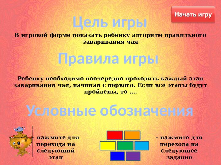 Интерактивная игра "Завариваем правильно чай" для детей старшего дошкольного возраста