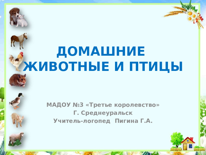 Презентация по развитию речи на тему: "Домашние животные и птицы"