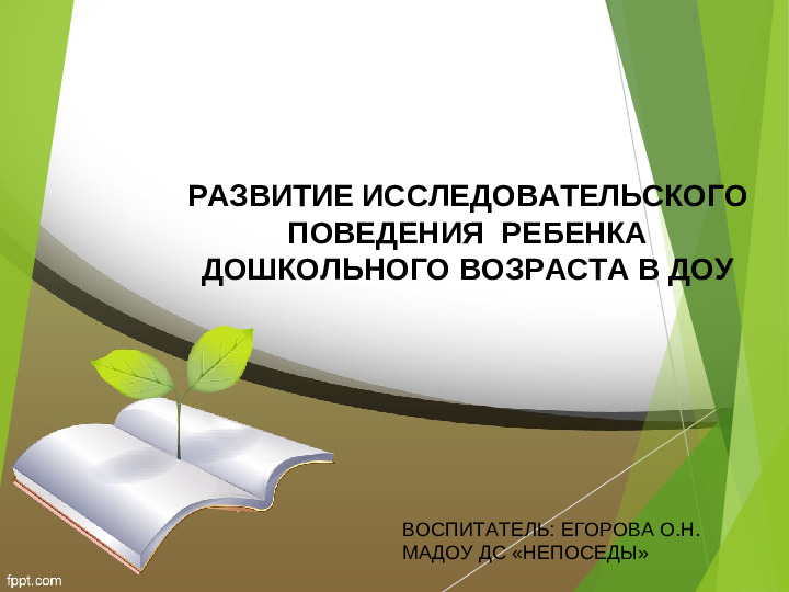 Презентация "«Развитие исследовательского поведения ребенка дошкольного возраста в ДОУ».