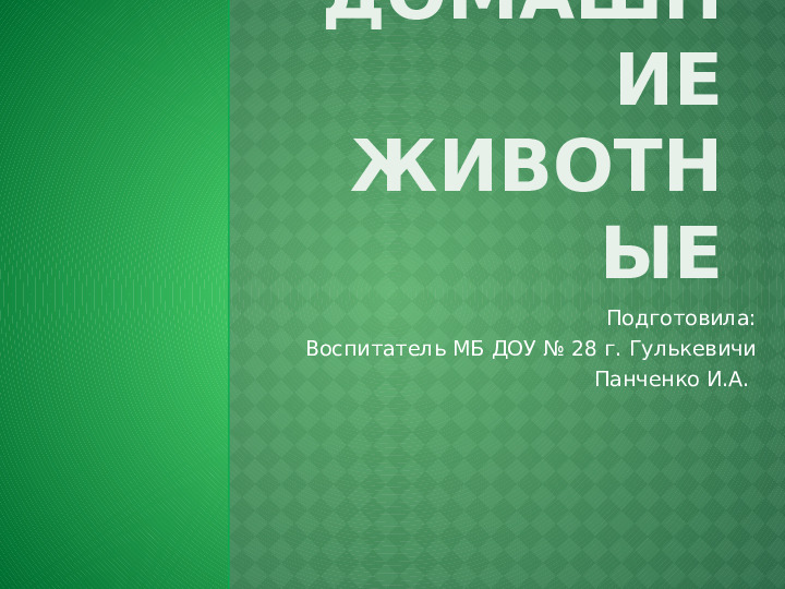 Презентация на тему "Домашние животные" во 2-ой младшей группе