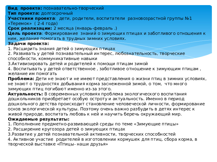 Презентация Проект "Зимние гости"