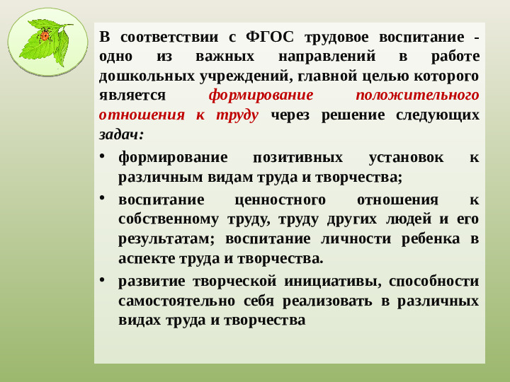 Презентация на тему «Трудовое воспитание дошкольников в ДОУ в свете ФГОС» .