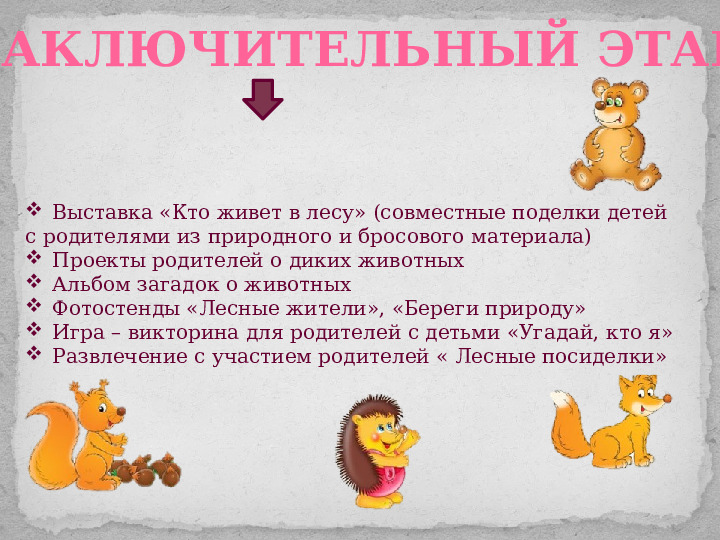 Проект ознакомления дошкольников с дикими животными