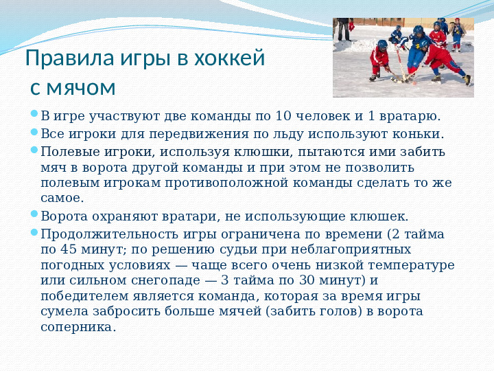 Ознакомление детей дошкольного возраста с видом спорта "Хоккей с мячом"