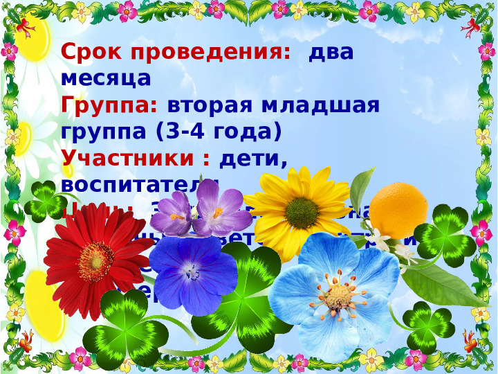 Проект для детей младшего возраста "Разноцветное лето"