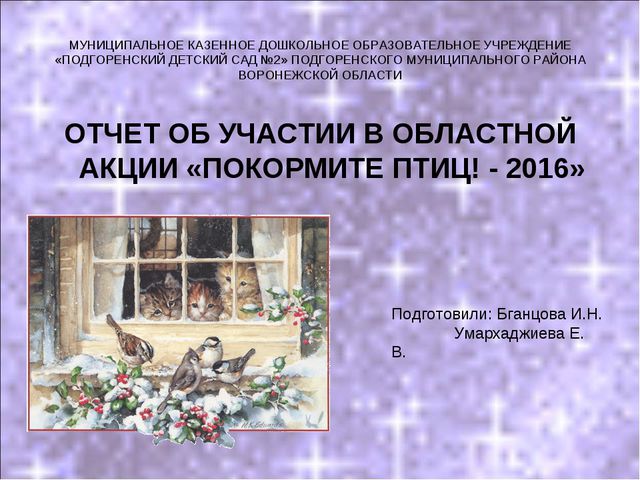 Покормите птиц зимой! Презентация
