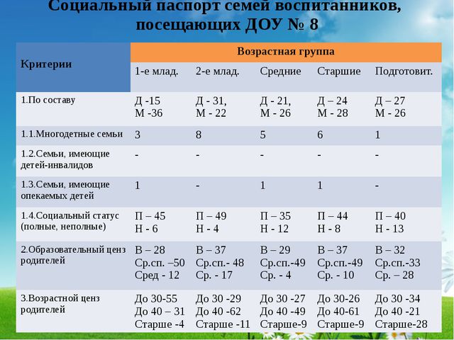 Паспорт группы в доу образец по фгос