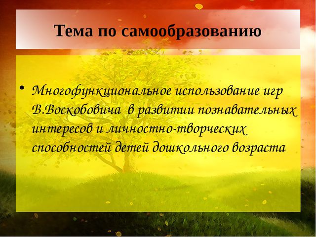 Создание условии для реализации игровой технологии В. Воскобовича