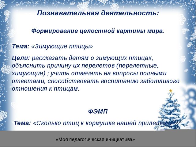 Зимующие птицы для детей средней группы