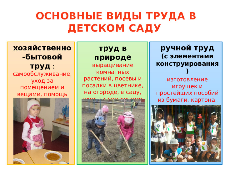 Виды детского труда в детском саду