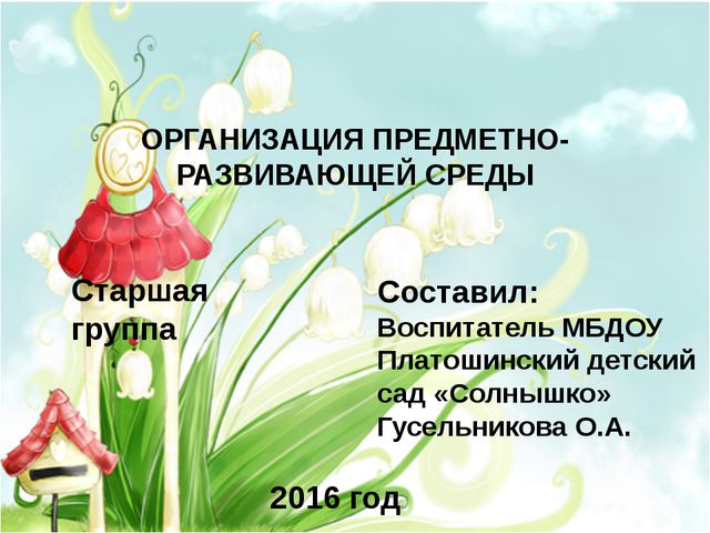 Организация предметно-развивающей среды в старшей группе