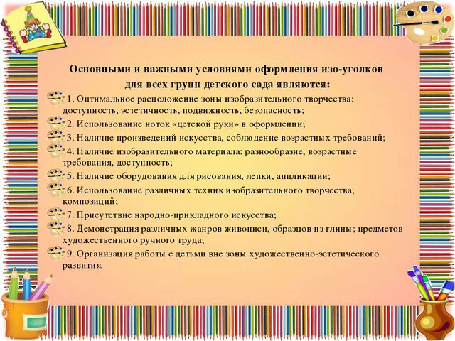 Оформление уголков по изо деятельности включая национальный региональный компонент