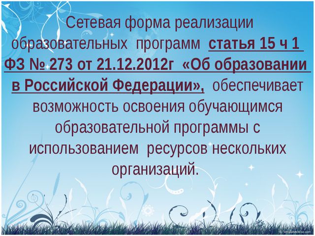 Сетевое образование в ДОУ