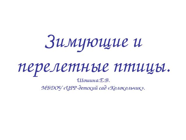 Зимующие и перелётные птицы. Развитие речи