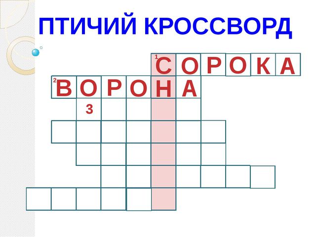 Птичий кроссворд (для дошкольников)