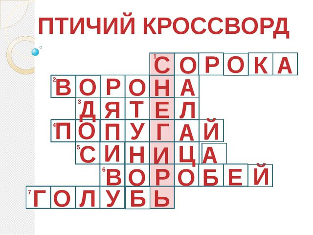 Птичий кроссворд (для дошкольников)
