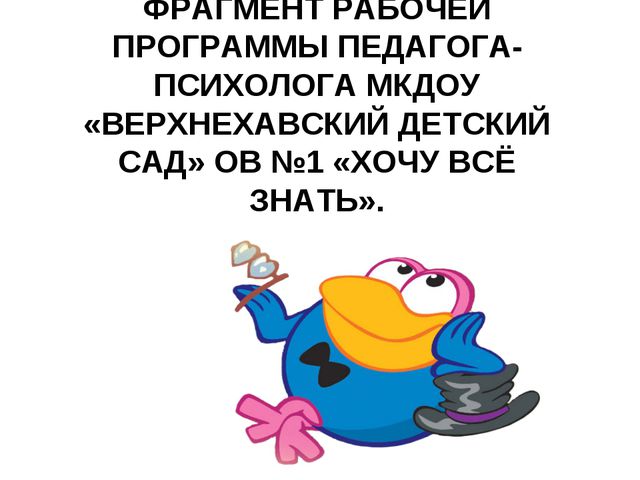 Рабочая программа. Хочу всё знать