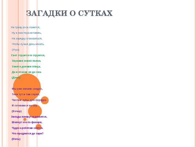 Части суток. Презентация для детей