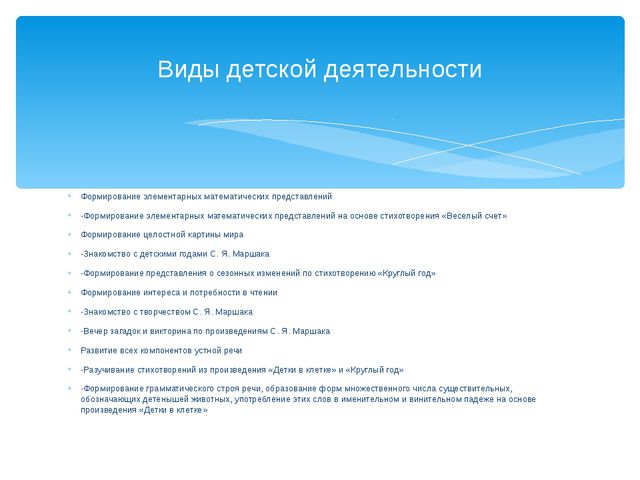 Знакомство с творчеством С. Я. Маршака с детьми дошкольного среднего возраста