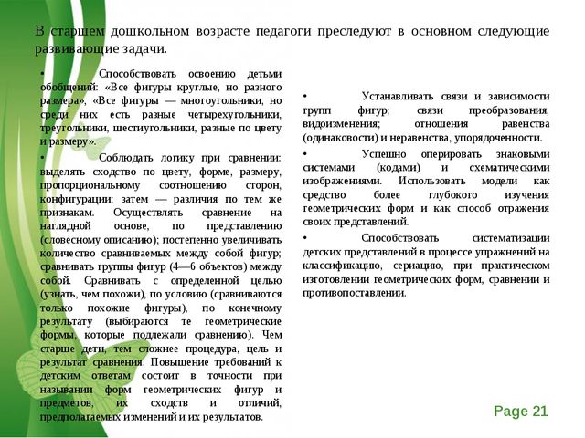 Освоение детьми дошкольного возраста формы предметов и геометрических фигур