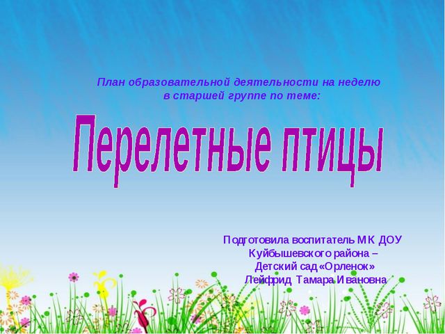 Перелётные птицы. Презентация