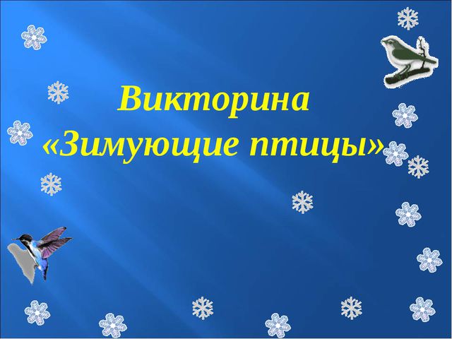 Зимующие птицы. Презентация к познавательной викторине