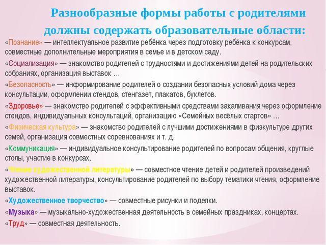Организация работы с родителями в соответствии с требованием ФГОС