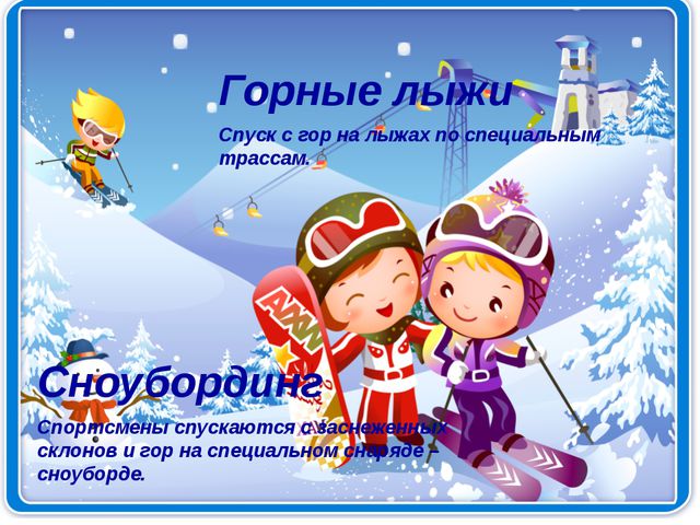 Зимние виды спорта. Презентация
