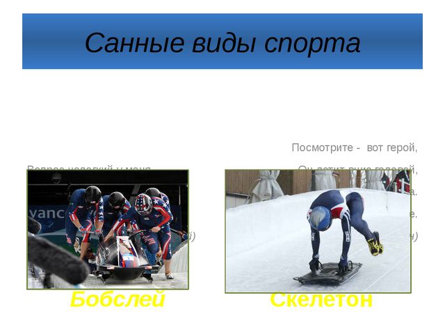 Зимние виды спорта. Презентация