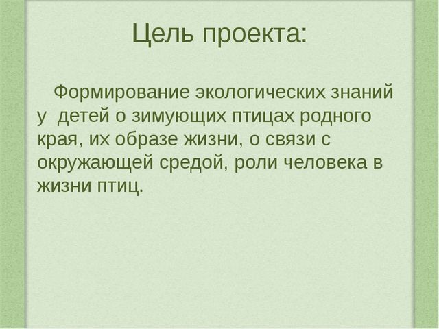 Наши пернатые друзья. Проектная деятельность в средней группе
