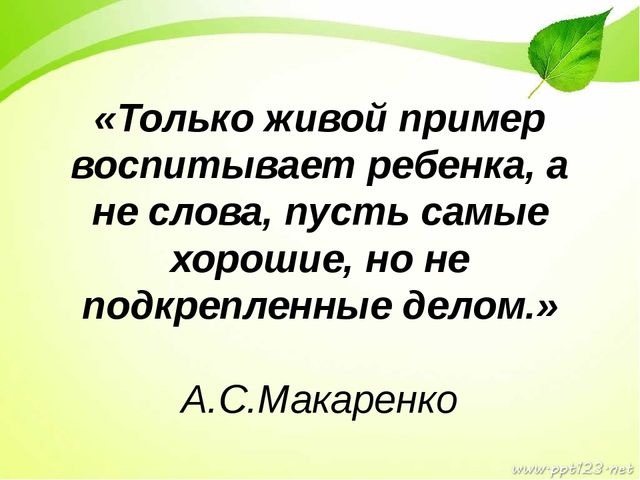 Живой пример. Только живой пример воспитывает ребенка,а не слова. Только живой пример воспитывает ребенка. Не воспитывать детей воспитывайте себя. Только живой пример.