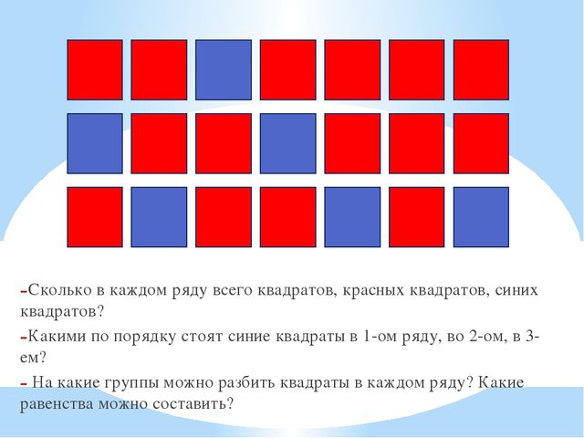 Сколько красного и синего. Квадратики в ряд. Красный и синий квадратик. Ряд из квадратов. Сколько синих квадратов.