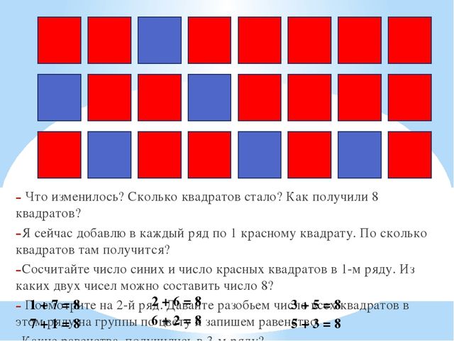 Красные и синие квадраты. Квадраты в ряд. 4 Квадратика в ряд. Как получить сколько квадратов. Сосчитайте число квадратов.