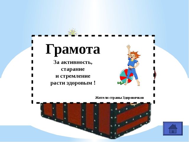 Презентация к викторине. Путешествие в страну Здоровячков
