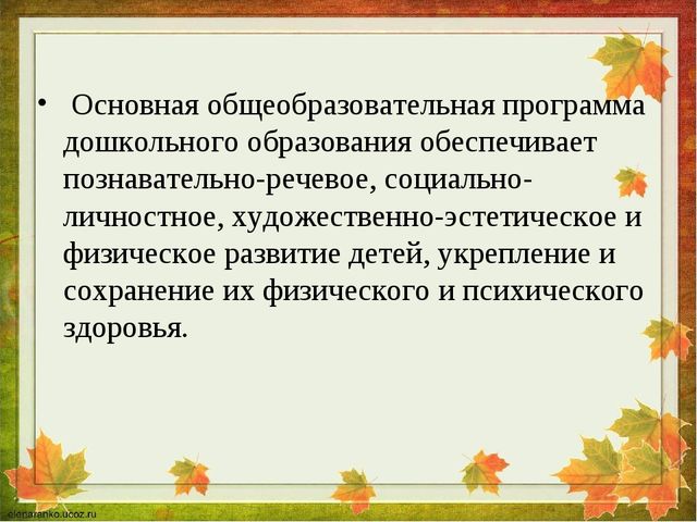 Основная программа дошкольного образования