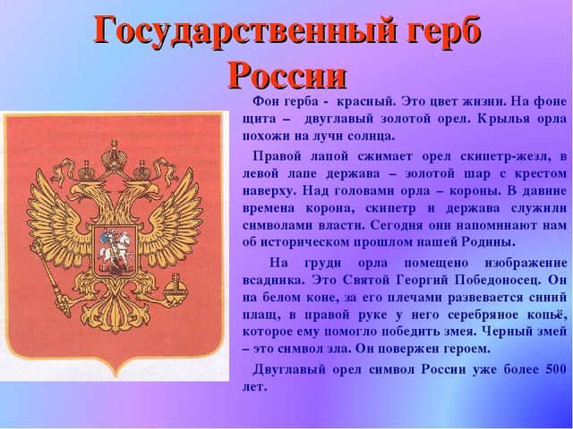 Презентация по патриотическому воспитанию. Государственные символы России