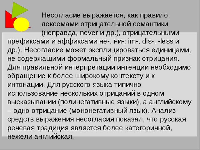 Речевые акты согласия/несогласия в английском и русском языках