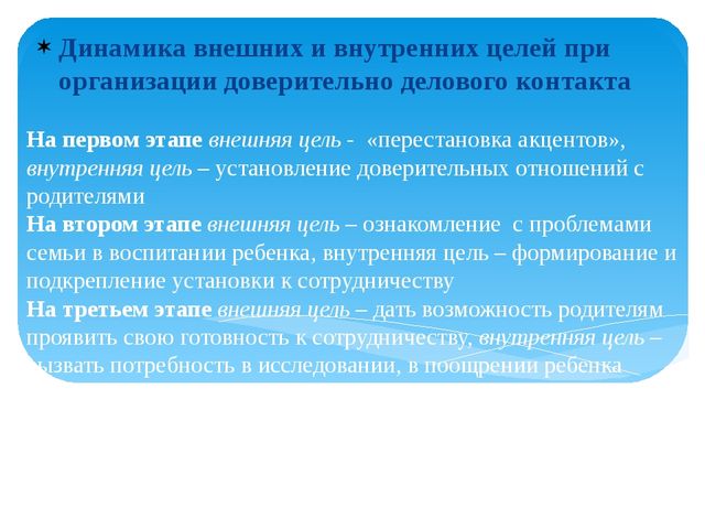 Контакт между воспитателем и родителями как условие формирования личности ребенка