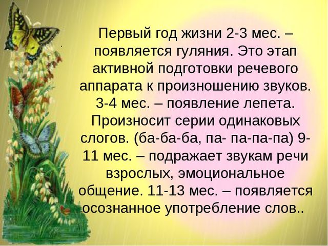 Развитие речи в онтогенезе или возрастные показатели развития речи.